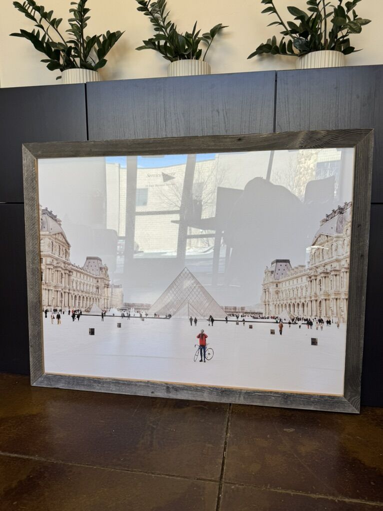 Large Framed Louvre Pyramid Print – 43” x 34”