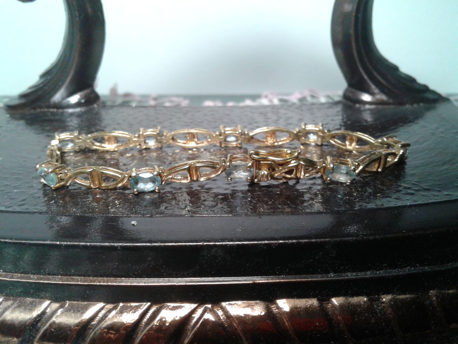Vintage 14 kt Gold Over Sterling  Silver  Bracelet Sapphire