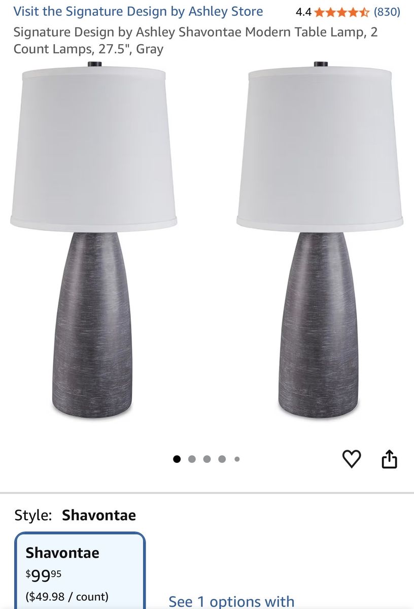 Signature Design by Ashley Shavontae 27.5" Gray Modern Table Lamps (2-Count Set)