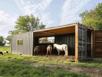 Farm storage, tack shed, hay storage, in stock shipping containers