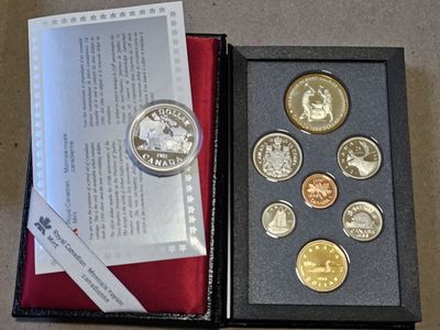 1988 Canada Double Dollar Proof Set - 50% SILVER Ironworks Dollar , COA BOX