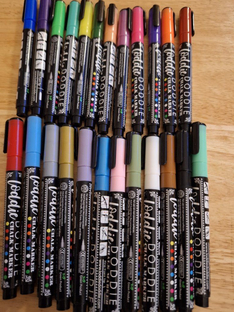 Loddie Doddie Liquid Chalk Markers - Fine Point, Assorted Colors (Set of 24)