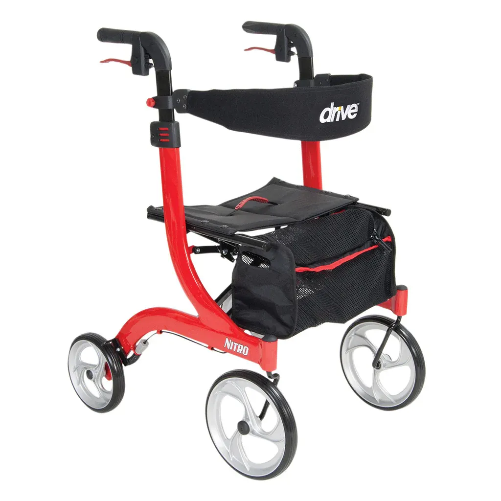 Drive Nitro Euro-Style Rollator Walker - Red - Excellent Condition