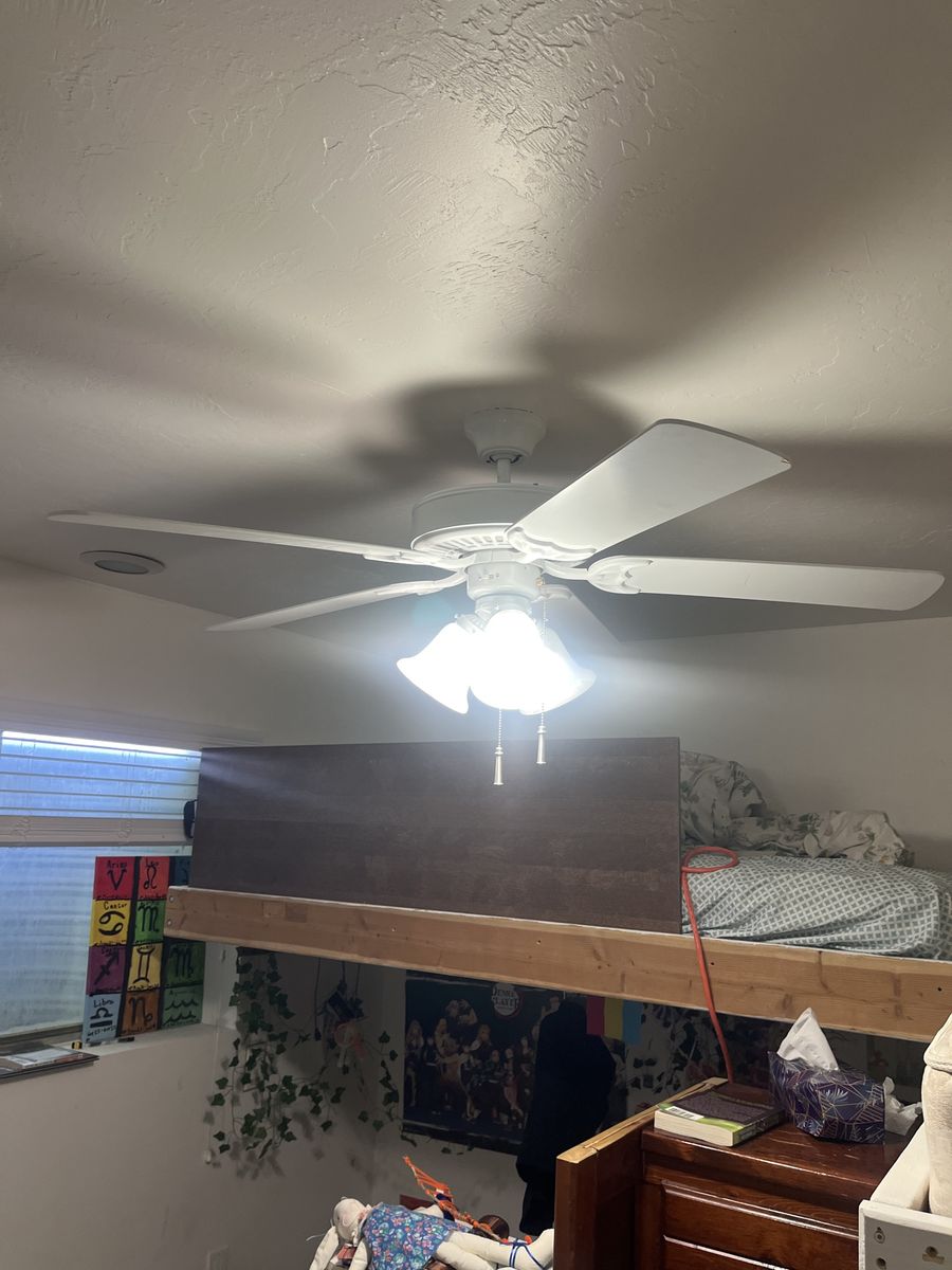 White 5-Blade Ceiling Fan with Light Fixture