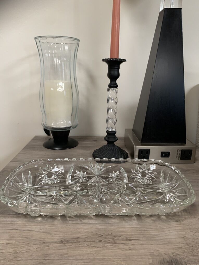 Anchor Hocking Glass 3 Compartment Serving Tray