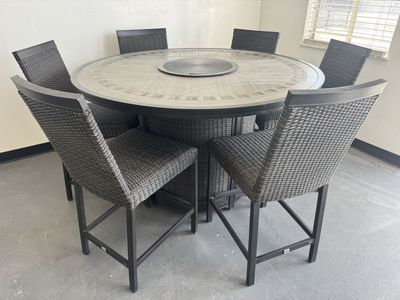 COSTCO AGIO OUTDOOR PATIO FIRE TABLE & CHAIR SET