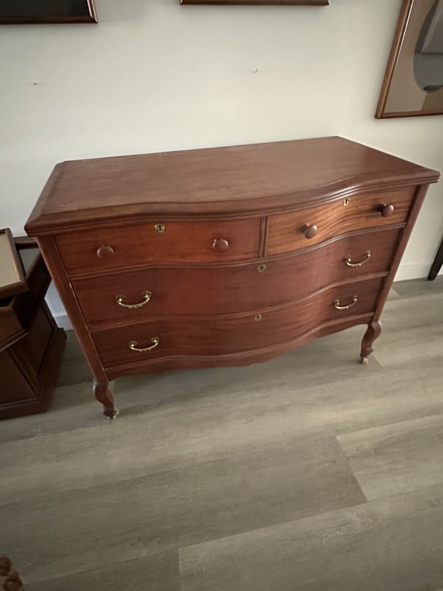 French Regency Style Bow Front Chest of Drawers Dresser