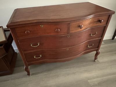 French Regency Style Bow Front Chest of Drawers Dresser