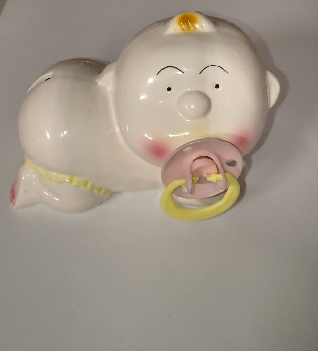 Ceramic Crawling Baby Pacifier Piggy Bank
