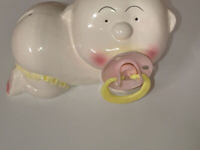 Ceramic Crawling Baby Pacifier Piggy Bank