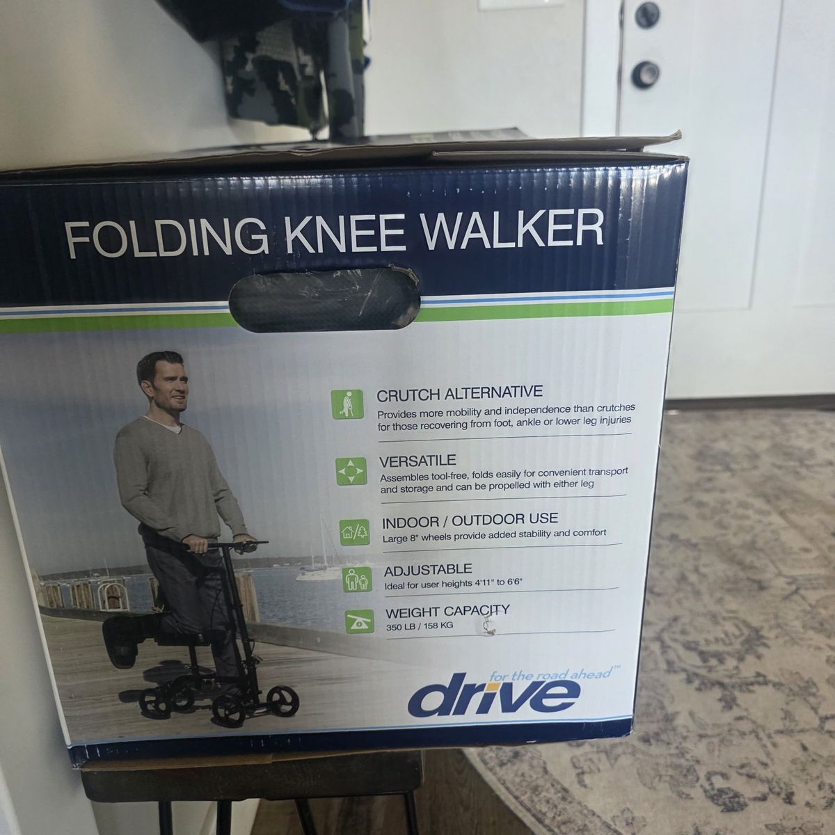 Drive Medical Folding Knee Walker Scooter Crutch Alternative 350lb Capacity