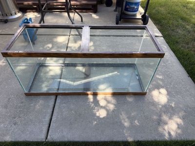 55 Gal. Glass Aquarium Fish Tank with Wooden Trim and Accessories