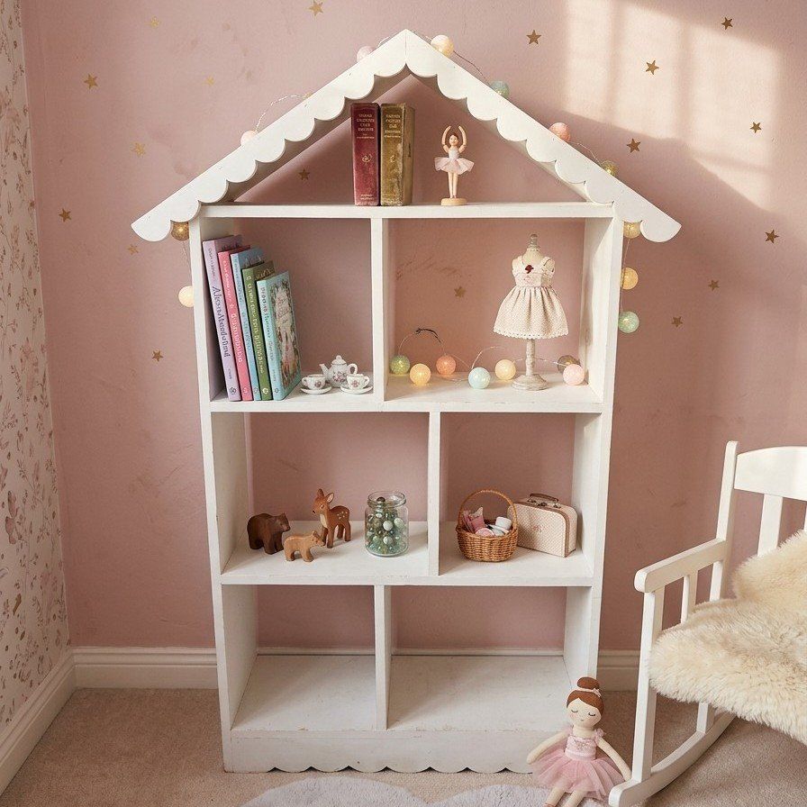 Cute White Dollhouse Bookcase