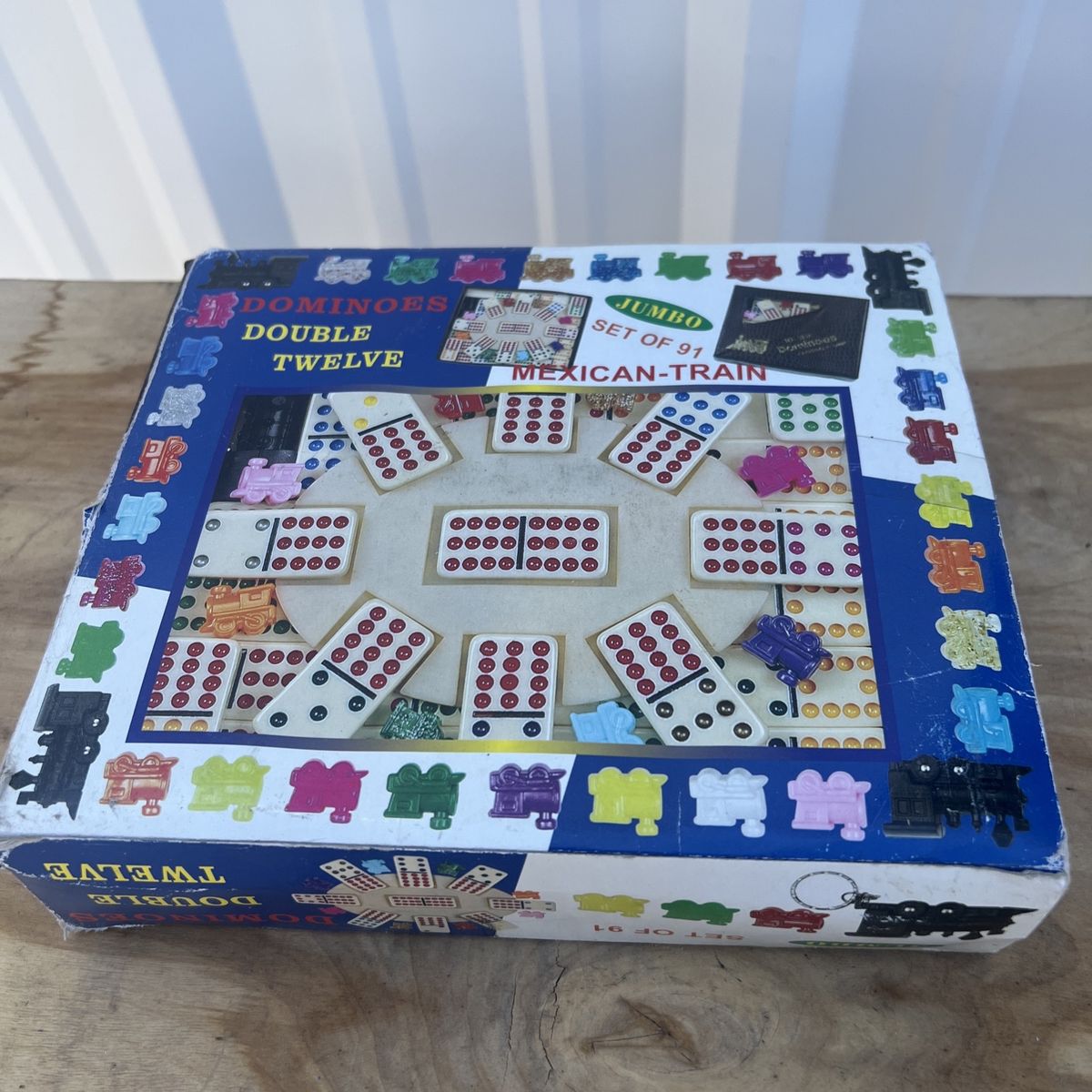 Jumbo Double Twelve Mexican Train Dominos Game Set of 91 Tiles & Hub, Family Fun