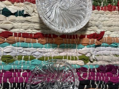 Vintage Crystal Glass Coasters Set with Detailed Pressed Patterns