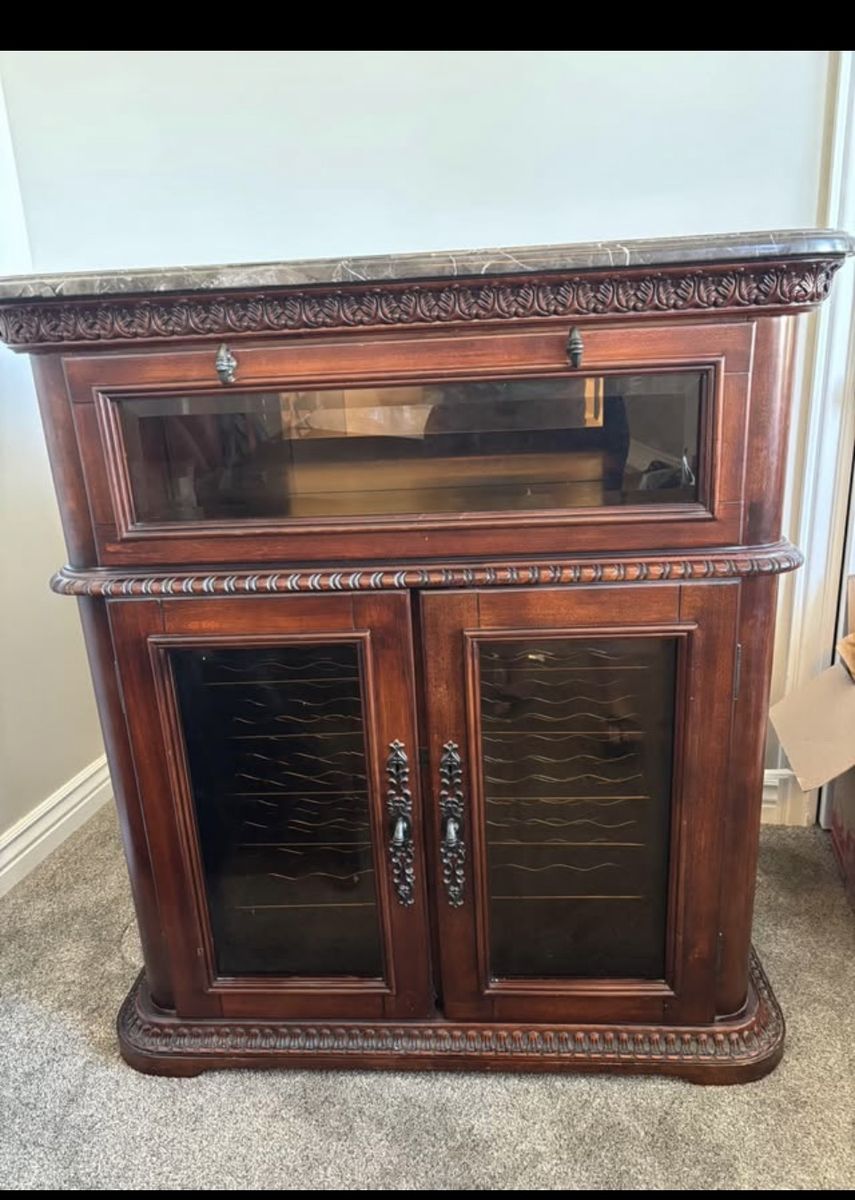  Wine Cabinet in Vintage Cherry with Marble Top