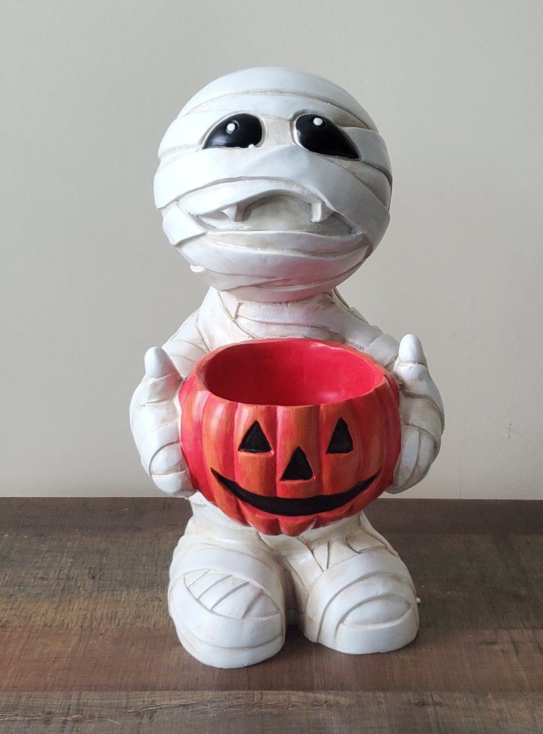 Marvin the Mummy Halloween Candy Bowl Door Greeter Statue 16”