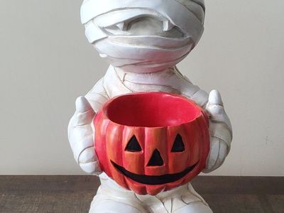 Marvin the Mummy Halloween Candy Bowl Door Greeter Statue 16”