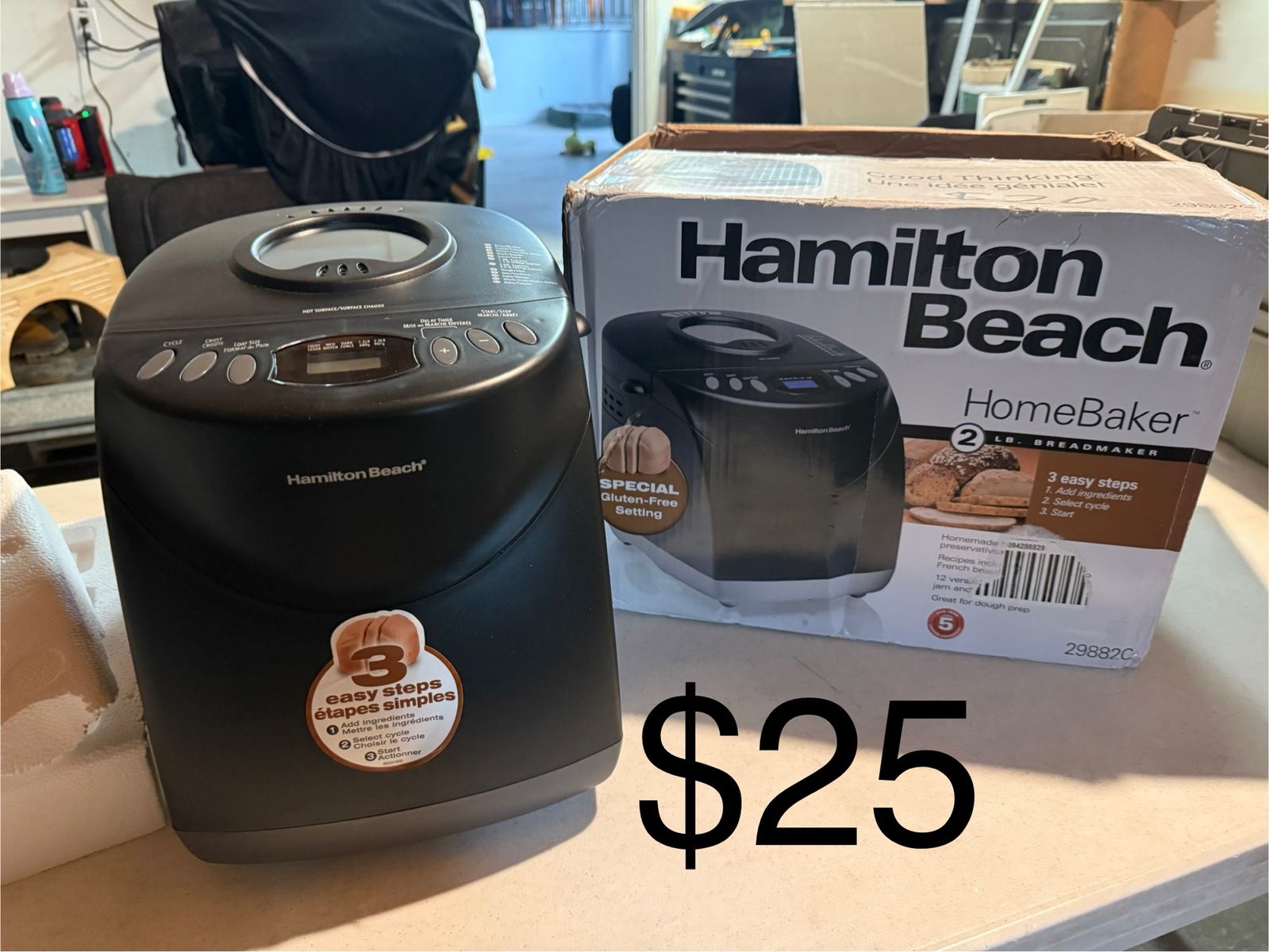 Hamilton Beach HomeBaker 2LB Breadmaker with Gluten-Free Setting, Black