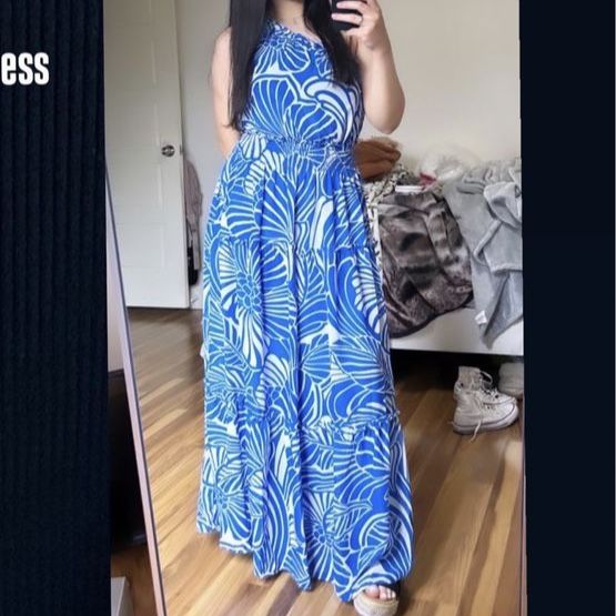 Half off blue shoulder summer dress