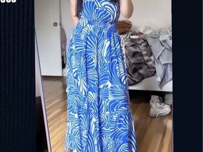 Half off blue shoulder summer dress