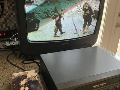Vintage GoldStar CRT TV with Samtron 4-Head Hi-Fi Stereo VCR Player Set