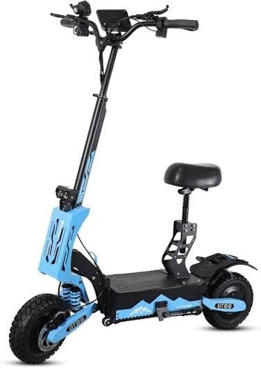 GT08 Electric Scooter, Blue, All-Terrain Tires, Foldable w/ Seat