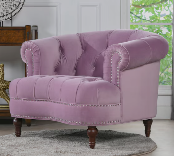 Jennifer Taylor La Rosa Orchid Purple Lavender Velvet Set: Chair, Ottoman, & Bench Set
