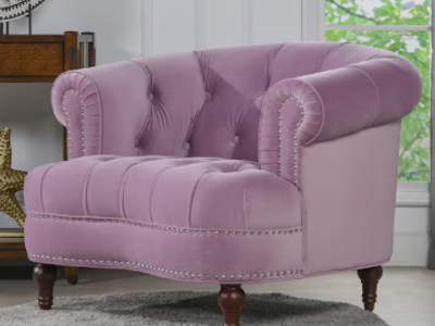 Jennifer Taylor La Rosa Orchid Purple Lavender Velvet Set: Chair, Ottoman, & Bench Set