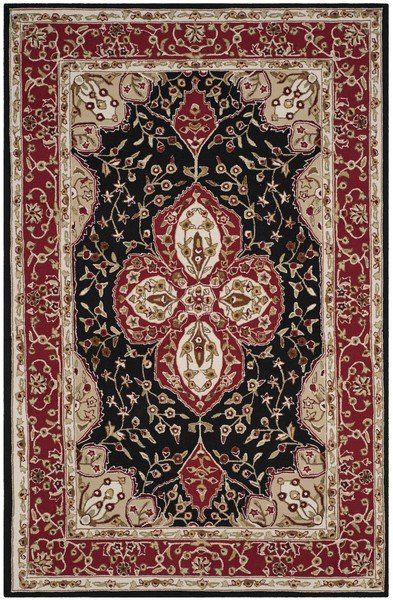 Safavieh Easy Care EZC718B-8 is an 8' x 10' traditional black and red oriental area rug