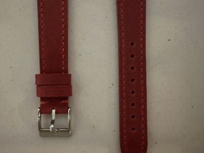 New 18mm Deep Red Real Genuine Leather Watch Strap