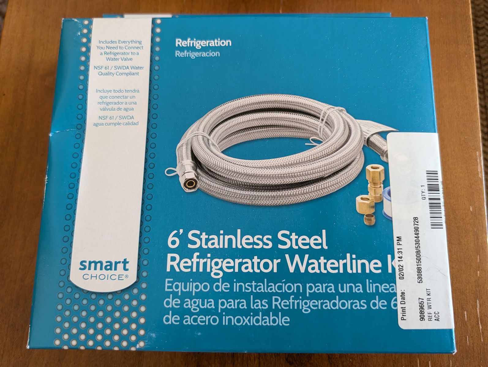 Smart Choice 6' Stainless Steel Refrigerator Waterline Kit - NSF-61 & SWDA Compliant