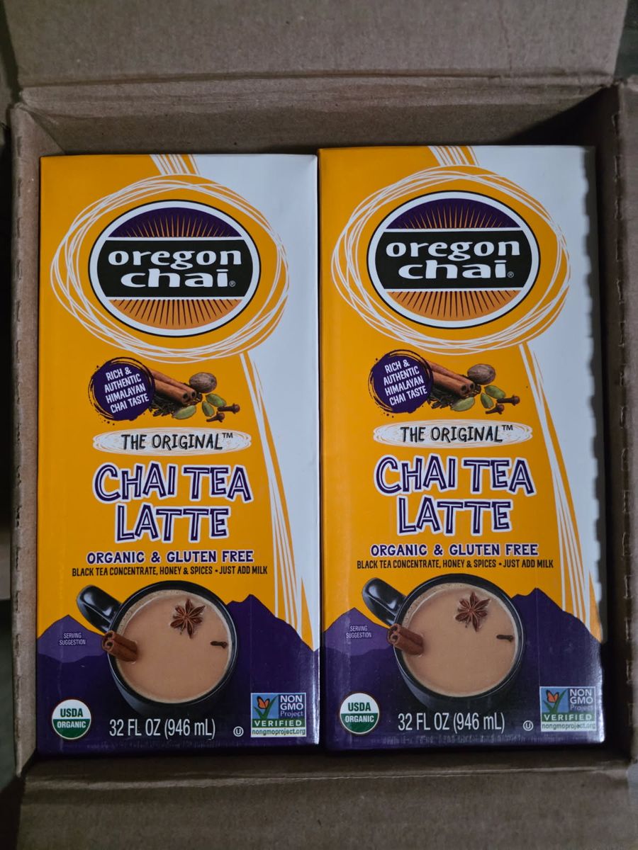 Oregon Chai Original Chai Tea Latte Concentrate - 6x 32oz Cartons, Organic, Gluten-Free, Exp 2027