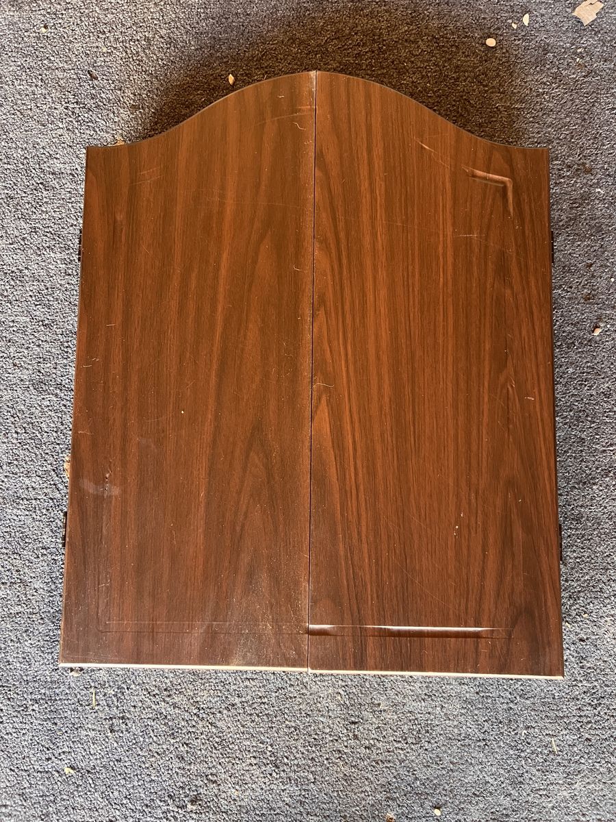 Dartboard Cabinet Wood Finish Wall Mounted for Game Room