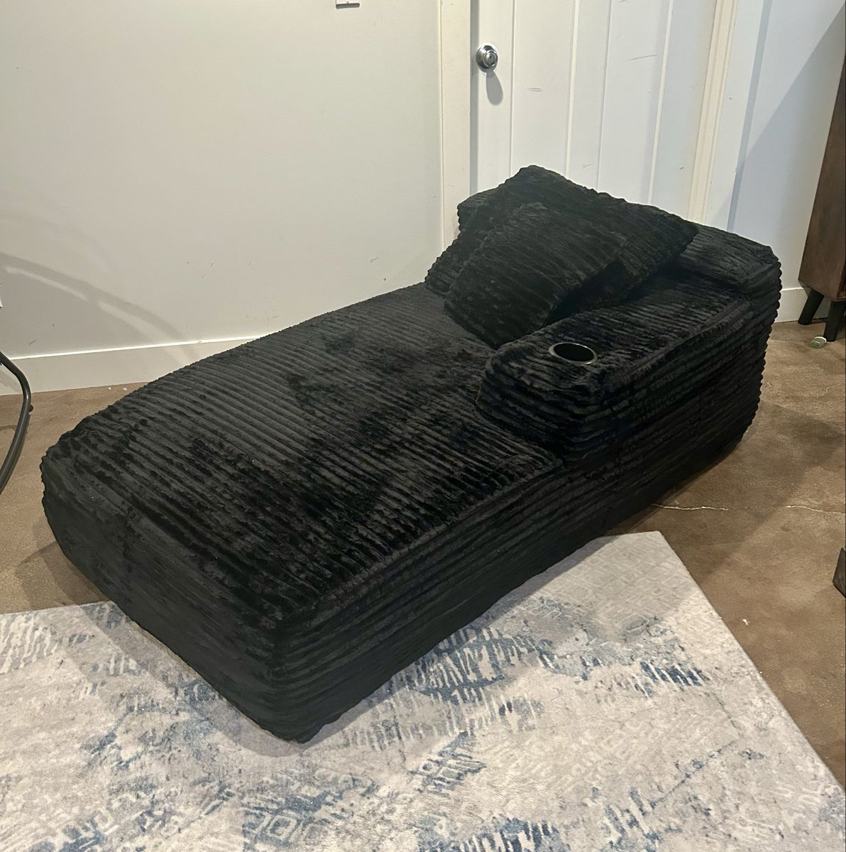 New Oversized Corduroy Chaise Lounge Black