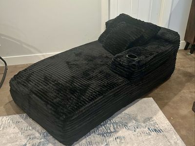 New Oversized Corduroy Chaise Lounge Black