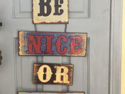 Rustic “Be Nice or Leave” Wall Hanging Sign