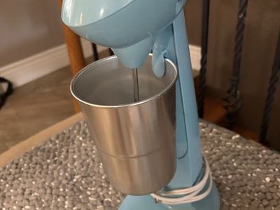 Rival Vintage Aqua Blue Milkshake Maker Mixer with Stainless Steel Cup