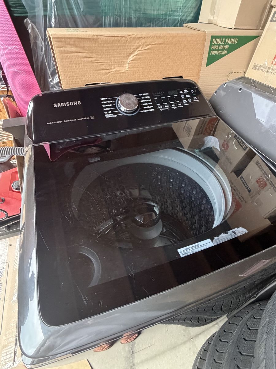 Samsung Top Load Washer & Front Load Dryer - Black Stainless Steel