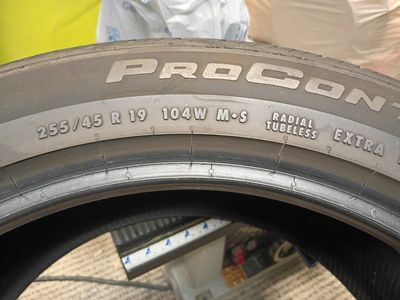 Continental ProContact RX 235/45R19 95V All-Season Tire - Low Noise Foam-Lined, Excellent Condition