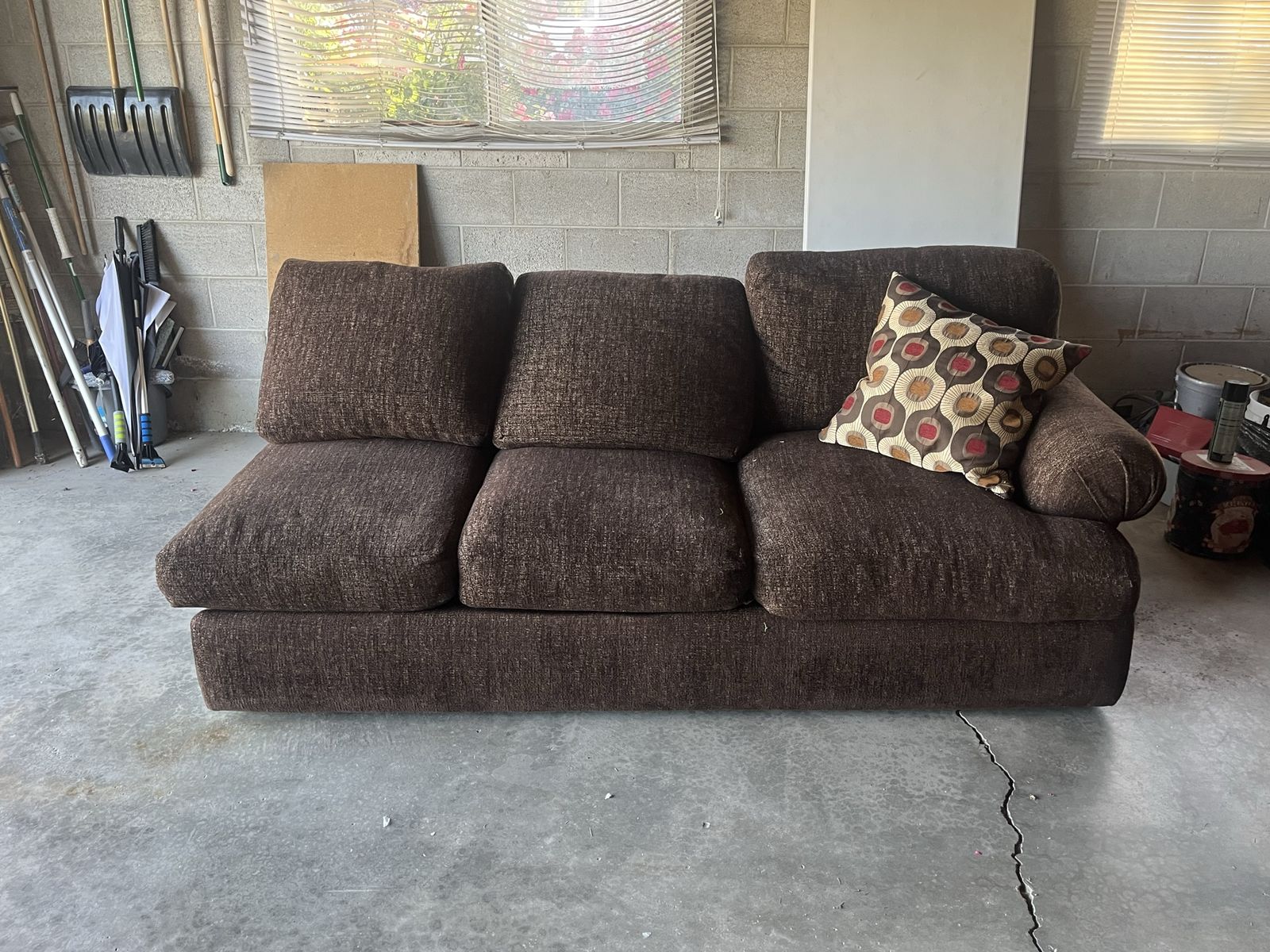 Brown 3-Seater Sofa - Cozy & Spacious Couch for Living Room or Den