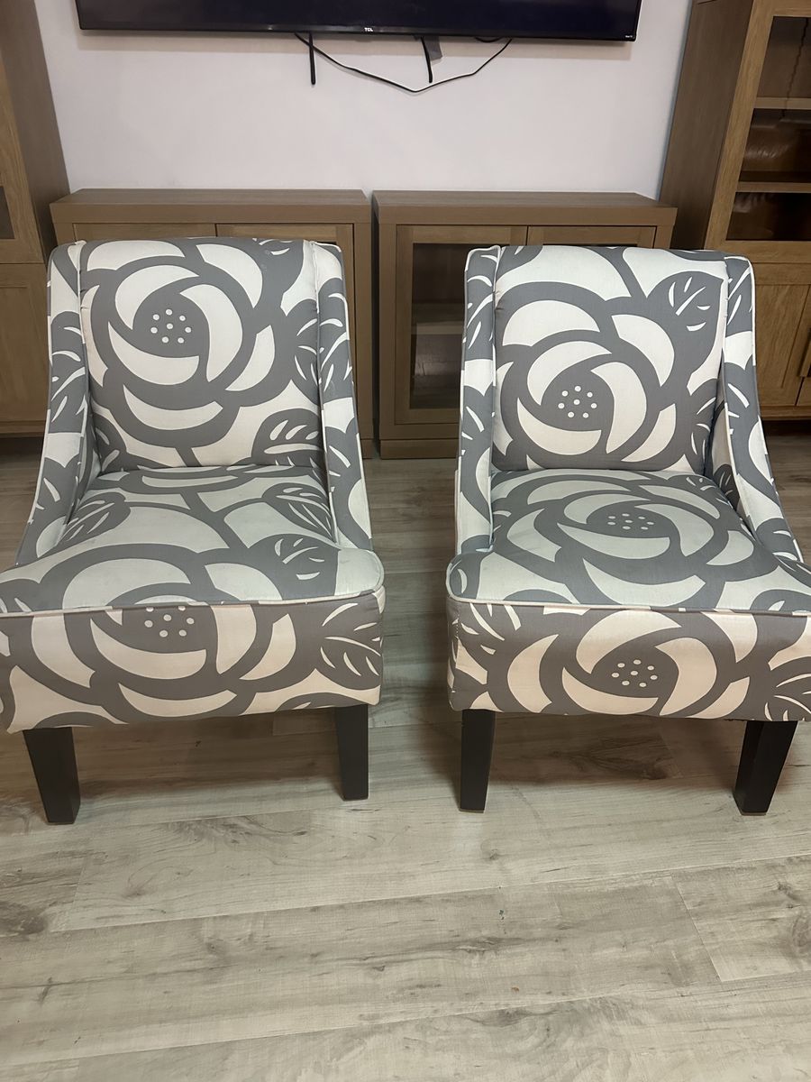 White and Gray Chairs - Pair