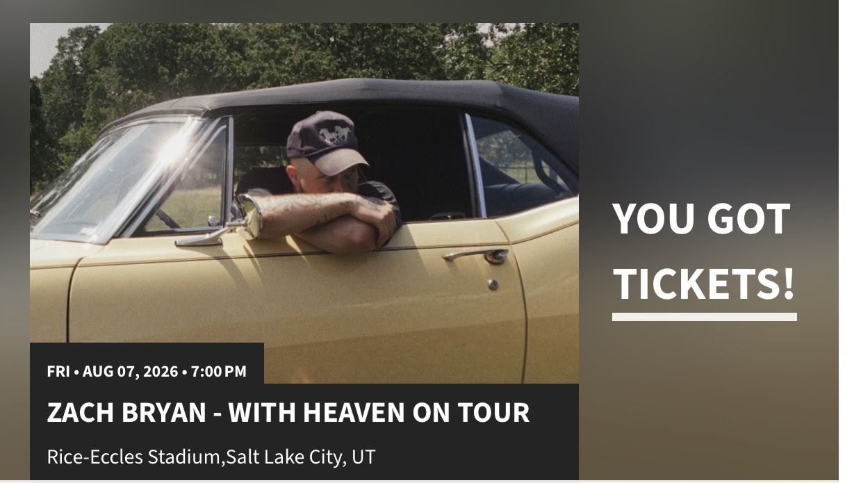 TWO Zach Bryan Tickets - GREAT SEATS $180/ticket (all sold out in this section)!