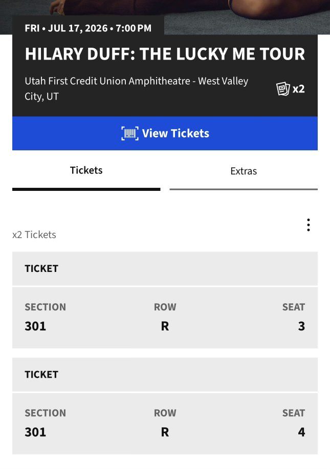 2 Hilary Duff Lucky Me Tour Concert Tickets