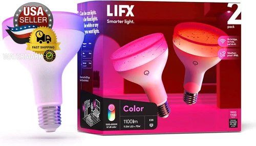 LIFX Smart Color BR30 LED Light Bulbs 2-Pack 1100lm Wi-Fi Enabled
