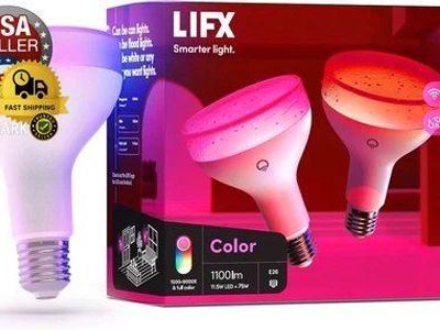LIFX Smart Color BR30 LED Light Bulbs 2-Pack 1100lm Wi-Fi Enabled