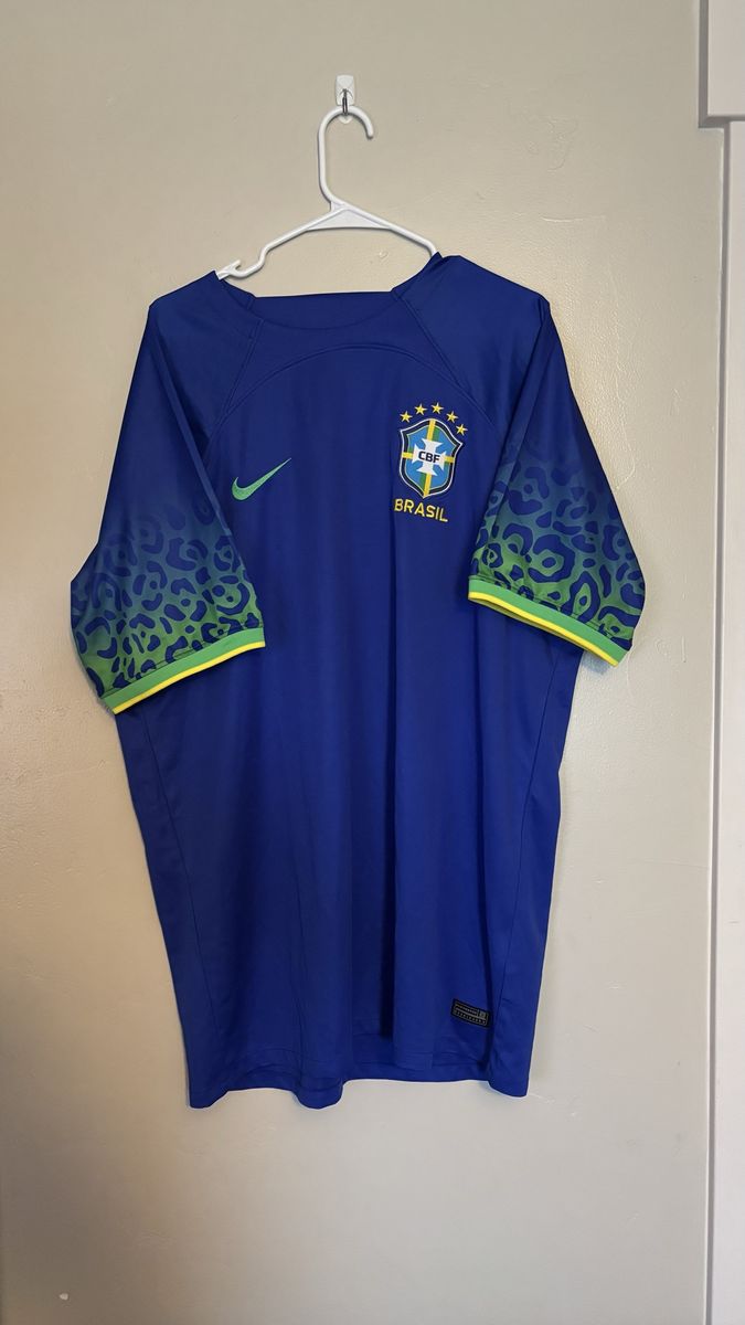 Nike Brazil CBF Soccer Away Jersey Blue Green Animal Print 4XL fits like a 2XL