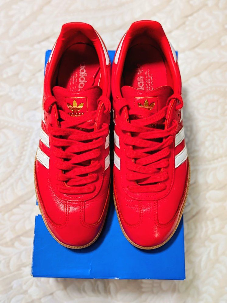 Adidas Samba OG Sneakers - Red/White, Men's Size 9, Classic Gum Sole