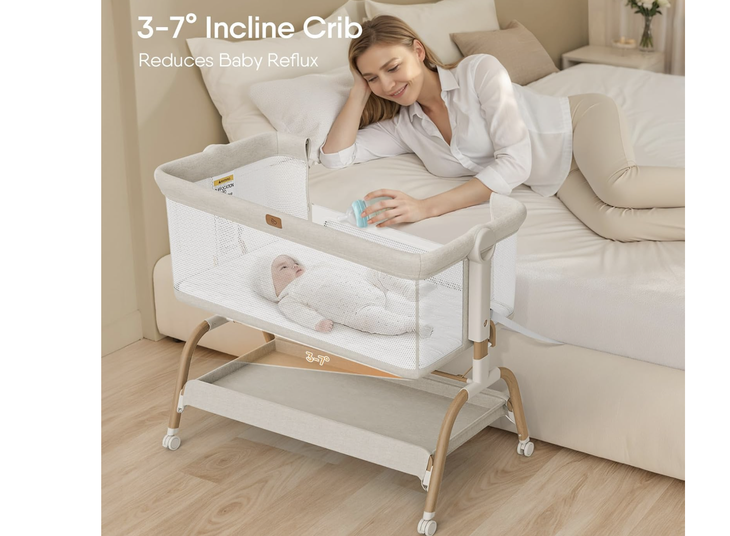 New in Box Baby Bassinet Bedside Crib, 3-in-1 Baby Bassinet Bedside Sleeper with Mattress and Soft, Breathable Sheet,