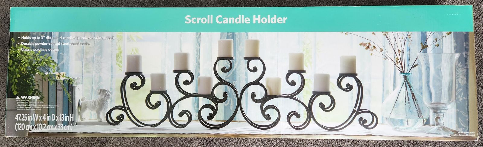 10 Pillar Candle Candelabra Classic Scroll Design Candle Holder - New in Box!